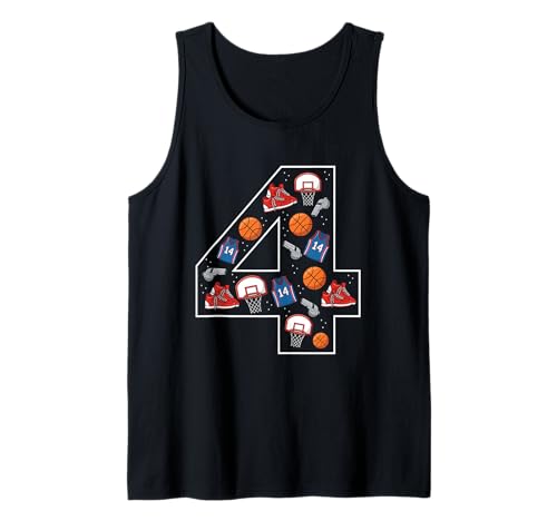 4. Geburtstag 4 Jahre alt Basketball Jungen Mädchen Basketball Tank Top von 4th Birthday 4 Year Old Basketball Boys Girls