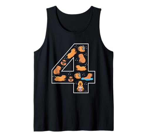 4. Geburtstag 4 Jahre alt Capybara Jungen Mädchen Tier Tank Top von 4th Birthday 4 Year Old Capybara Boys Girls