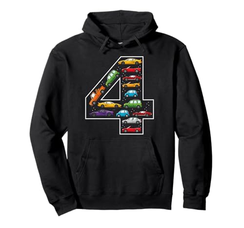 4. Geburtstag 4 Jahre alte Autos Jungen Mädchen Rennen Pullover Hoodie von 4th Birthday 4 Year Old Cars Boys Girls