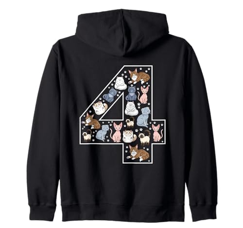 4. Geburtstag 4 Jahre alte Katzen Jungen Mädchen Katze Kätzchen Kapuzenjacke von 4th Birthday 4 Year Old Cats Boys Girls
