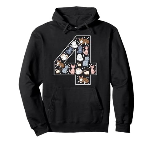 4. Geburtstag 4 Jahre alte Katzen Jungen Mädchen Katze Kätzchen Pullover Hoodie von 4th Birthday 4 Year Old Cats Boys Girls