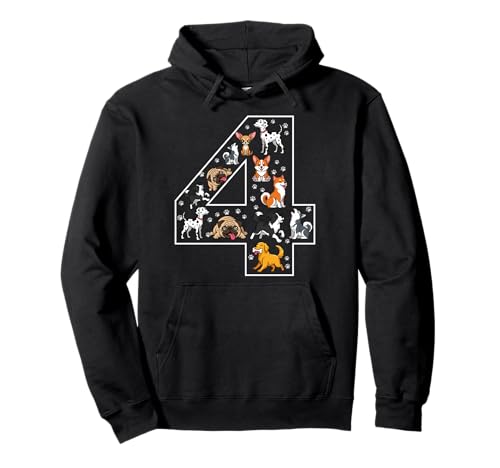 4. Geburtstag 4 Jahre alte Hunde Jungen Mädchen Welpen Pullover Hoodie von 4th Birthday 4 Year Old Dogs Boys Girls