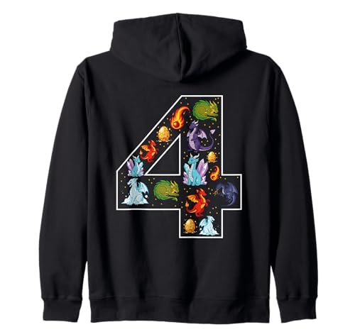 4. Geburtstag 4 Jahre alt Drache Jungen Mädchen Fantasie Kapuzenjacke von 4th Birthday 4 Year Old Dragon Boys Girls