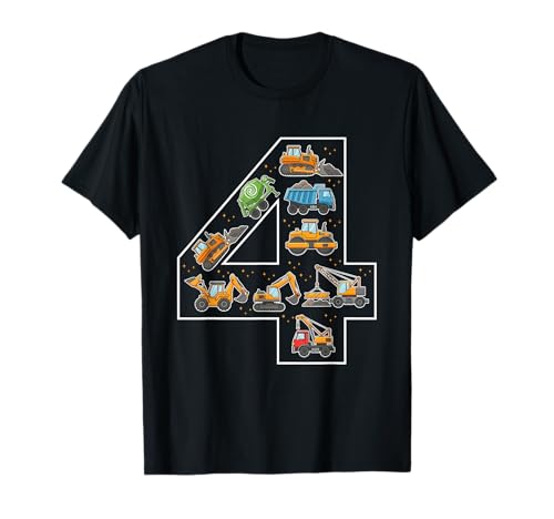 Bagger zum 4. Geburtstag, 4 Jahre alt, für Jungen und Mädchen T-Shirt von 4th Birthday 4 Year Old Excavator Boys Girls