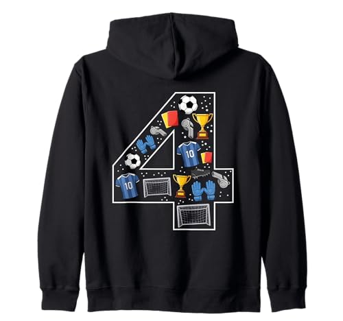 4. Geburtstag 4 Jahre alt Fußball Jungen Mädchen Fußball Kapuzenjacke von 4th Birthday 4 Year Old Football Boys Girls