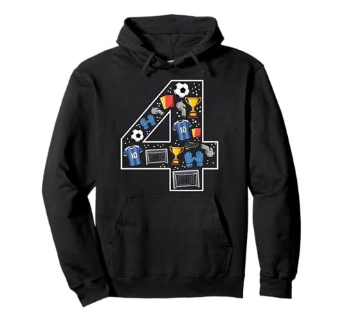 4. Geburtstag 4 Jahre alt Fußball Jungen Mädchen Fußball Pullover Hoodie von 4th Birthday 4 Year Old Football Boys Girls