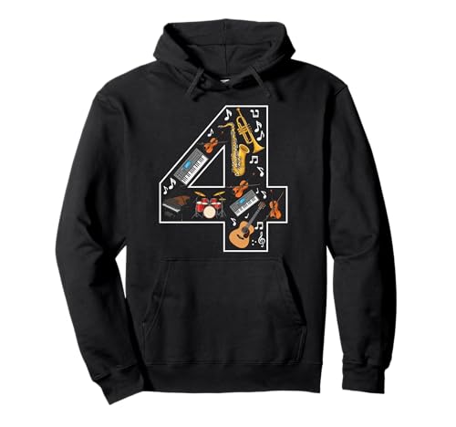Musikband für Jungen und Mädchen, 4. Geburtstag Pullover Hoodie von 4th Birthday 4 Year Old Music Boys Girls