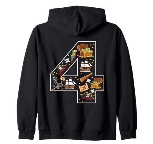 4. Geburtstag 4 Jahre alt Pirat Jungen Mädchen Schädel Kapuzenjacke von 4th Birthday 4 Year Old Pirate Boys Girls