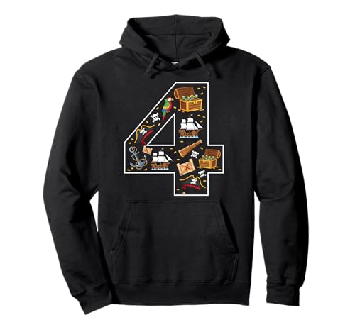 4. Geburtstag 4 Jahre alt Pirat Jungen Mädchen Schädel Pullover Hoodie von 4th Birthday 4 Year Old Pirate Boys Girls