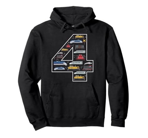 4. Geburtstag 4 Jahre alte Züge Jungen Mädchen Trainspotting Pullover Hoodie von 4th Birthday 4 Year Old Trains Boys Girls