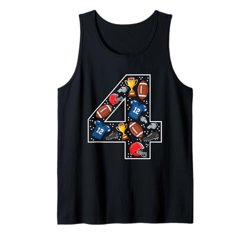 4. Geburtstag American Football 4 Jahre alt Mädchen Jungen Tank Top von 4th Birthday American Football 4 Year Old