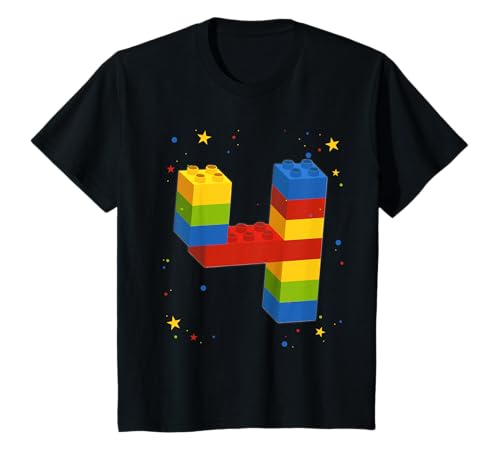 Building Blocks Birthday Boy Girl 4 Years Old Bricks Gift T-Shirt von 4th Birthday Building Blocks Bricks Theme Party