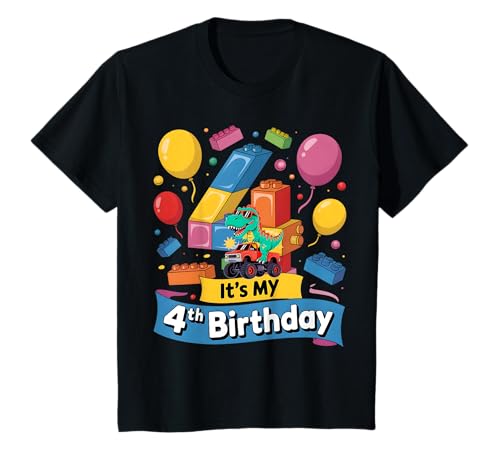 Kinder Number Blocks 4th Birthday 4 Year Old Dinosaurier Monster Truck T-Shirt Kinder Number Blocks 4th Birthday 4 Year Old Dinosaurier Monster Truck T-Shirt von 4th Birthday Dinosaur Monster Truck Theme Party