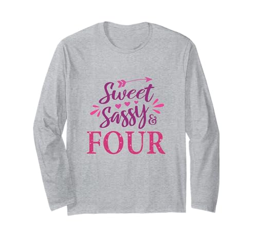 4. Geburtstag, Für Mädchen, Sweet Sassy & Four, 4 Jahre Alt Langarmshirt von 4th Birthday Gifts For Girls by Art Like Wow