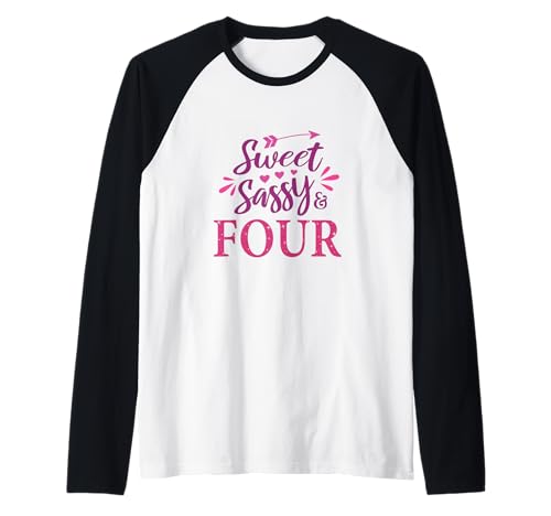 4. Geburtstag, Für Mädchen, Sweet Sassy & Four, 4 Jahre Alt Raglan von 4th Birthday Gifts For Girls by Art Like Wow