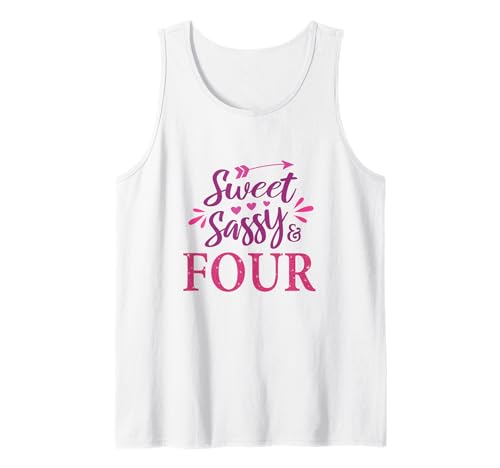 4. Geburtstag, Für Mädchen, Sweet Sassy & Four, 4 Jahre Alt Tank Top von 4th Birthday Gifts For Girls by Art Like Wow