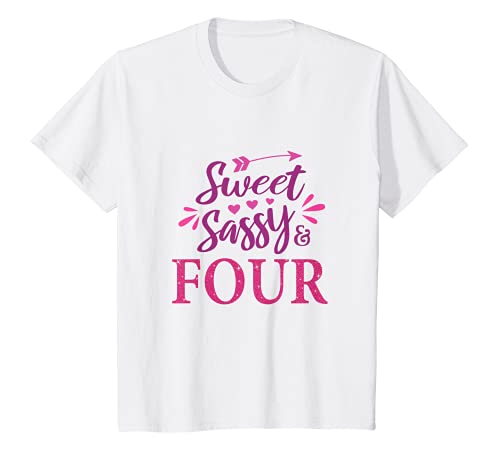 Kinder 4. Geburtstag, Für Mädchen, Sweet Sassy & Four, 4 Jahre Alt T-Shirt von 4th Birthday Gifts For Girls by Art Like Wow