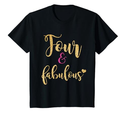 T-Shirt zum 4. Geburtstag, Mädchen, Pink Four and Fabulous T-Shirt von 4th Birthday Girl T-Shirt