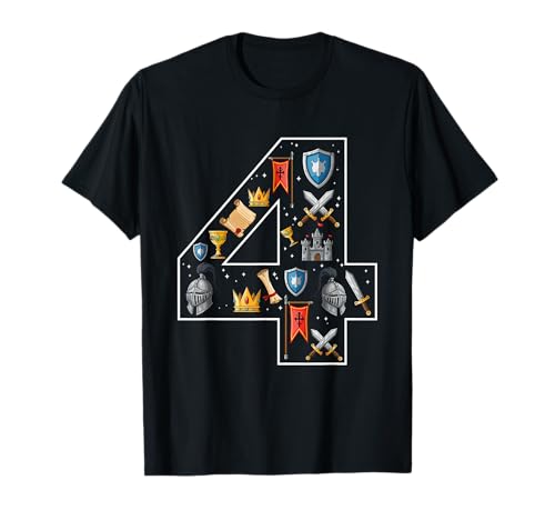 4. Geburtstag Ritterschloss 4 Jahre alt Jungen Mittelalter T-Shirt von 4th Birthday Knight Castle 4 Years old Boys