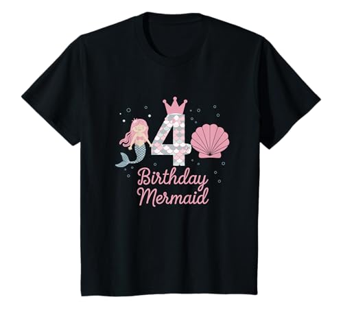 4. Geburtstag Meerjungfrau Mädchen 4 Jahre alt Tochter Kind T-Shirt 4. Geburtstag Meerjungfrau Mädchen 4 Jahre alt Tochter Kind T-Shirt von 4th Birthday Mermaid Age 4 Four Kids Girl Party