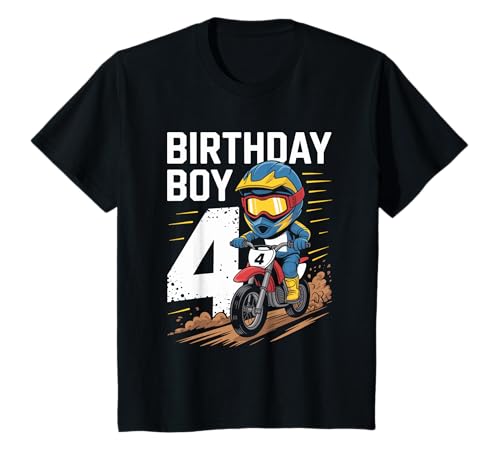 Kinder 4. Geburtstag Motorrad Dirt Bike 4 Jahre Motocross T-Shirt von 4th Birthday Party Gifts Idea For Motocross Lover