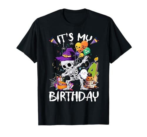 It's My 4th Birthday Skeleton Lover 4 Year Old Boys Girls T-Shirt von 4th Birthday Skeleton Kid Bday Party Halloween