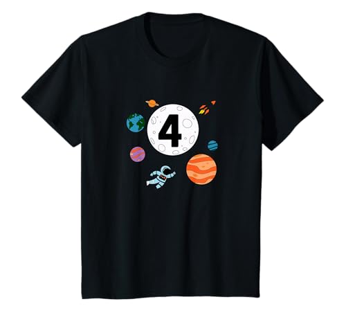 4. Geburtstag Weltraum Junge Mädchen Vier Alter 4 Jahre alt Sohn Planet T-Shirt 4. Geburtstag Weltraum Junge Mädchen Vier Alter 4 Jahre alt Sohn Planet T-Shirt von 4th Birthday Space Planet Four Kids Boy Girl Co
