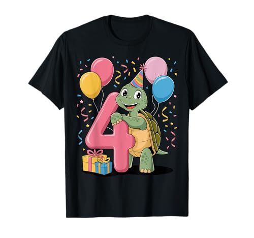 Schildkröte 4. Geburtstag Junge Mädchen 4 Jahre alt vierte vier Schildkröte T-Shirt von 4th Girls, Boys Turtle 4 Birthday