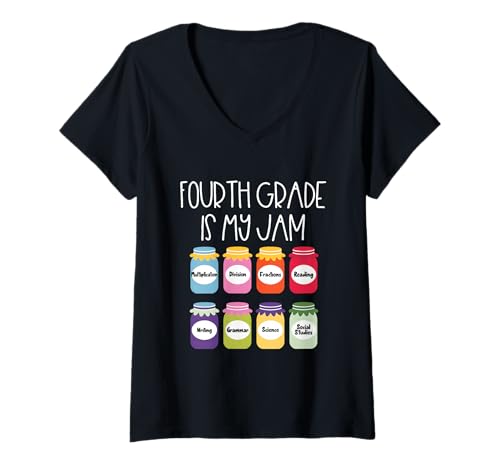 Damen In der vierten Klasse ist Mein Lehrer für die 4. Klasse Wieder in der Schule T-Shirt mit V-Ausschnitt Damen In der vierten Klasse ist Mein Lehrer für die 4. Klasse Wieder in der Schule T-Shirt mit V-Ausschnitt von 4th Grade Back to School Teacher Vibes
