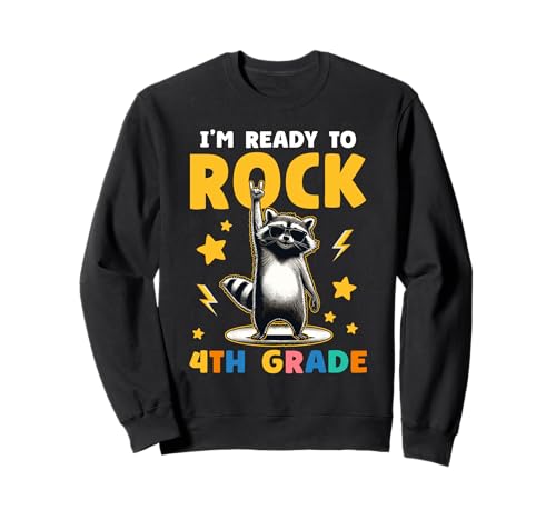 Waschbär Rock 4. Klasse Jungen Mädchen Kinder Lustig 4. Klasse Sweatshirt von 4th Grade First Day Designs