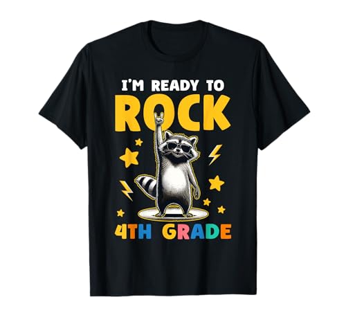Waschbär Rock 4. Klasse Jungen Mädchen Kinder Lustig 4. Klasse T-Shirt von 4th Grade First Day Designs