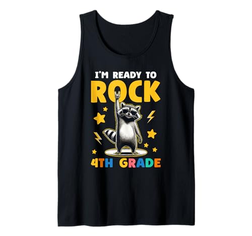 Waschbär Rock 4. Klasse Jungen Mädchen Kinder Lustig 4. Klasse Tank Top Waschbär Rock 4. Klasse Jungen Mädchen Kinder Lustig 4. Klasse Tank Top von 4th Grade First Day Designs