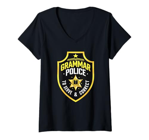 Damen Cute Grammar Police Englischlehrer ELA Arts Reading Is My T-Shirt mit V-Ausschnitt Damen Cute Grammar Police Englischlehrer ELA Arts Reading Is My T-Shirt mit V-Ausschnitt von 4th Grade Grammar Geek Book Lover I Teach Educator