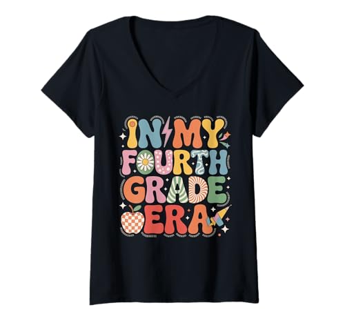 Damen In meiner vierten Klasse kehrt die süße Lehrerin zurück zur Schule T-Shirt mit V-Ausschnitt Damen In meiner vierten Klasse kehrt die süße Lehrerin zurück zur Schule T-Shirt mit V-Ausschnitt von 4th Grade Teacher for Back to School Season