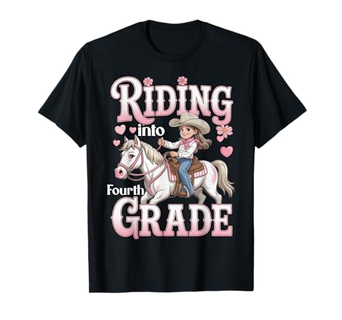 4. Klasse Cowgirl Pferd Pony erster Tag Schule Mädchen vierte T-Shirt von 4th Grade Tees NYC