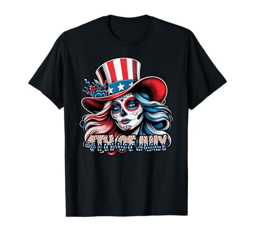 Sugar Skull 4. Juli Amerikanische Flagge Damen T-Shirt Sugar Skull 4. Juli Amerikanische Flagge Damen T-Shirt von 4th Of July American Flag