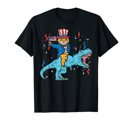 Cat T-Rex Dinosaur US American Flag 4th Of July Fourth Boys T-Shirt von 4th Of July Shirts For Women Men Kids Fourth Gift