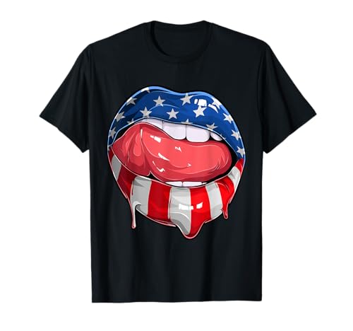 USA-Flagge Damen Lippen 4. Juli Amerikanisch – Independence Day T T-Shirt USA-Flagge Damen Lippen 4. Juli Amerikanisch – Independence Day T T-Shirt von 4th Of July USA America Patriotic Apparel FIDIMA