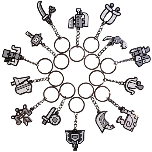 4th Wall Design GuildMark Schlüsselanhänger, komplettes Set – Monsterjäger-Schlüsselanhänger (enthält alle 14 3,8 cm Waffen-Symbol-Schlüsselanhänger), komplettset, 1.5 Inch von 4th Wall Design