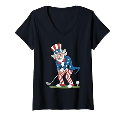 Damen Unabhängigkeitstag des Golfspielers Opa 4. Juli T-Shirt mit V-Ausschnitt Damen Unabhängigkeitstag des Golfspielers Opa 4. Juli T-Shirt mit V-Ausschnitt von 4th of July Festive Aesthetic