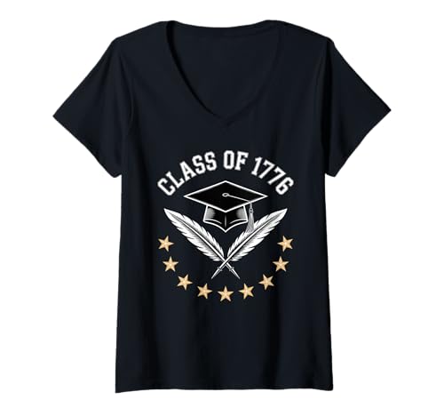 Damen Class of 1776 - Founders Era Aesthetic - Historic Americana T-Shirt mit V-Ausschnitt Damen Class of 1776 - Founders Era Aesthetic - Historic Americana T-Shirt mit V-Ausschnitt von 4th of July Freedom with Historic School Pride