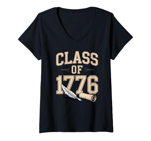 Damen Class of 1776 - Founding Era Patriotic Independence Pride T-Shirt mit V-Ausschnitt Damen Class of 1776 - Founding Era Patriotic Independence Pride T-Shirt mit V-Ausschnitt von 4th of July Freedom with Historic School Pride
