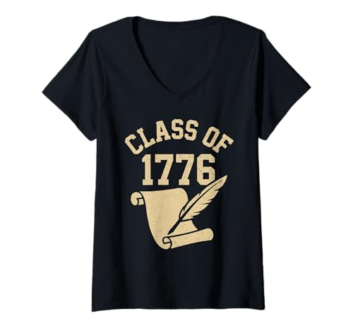 Damen Klasse von 1776 - Revolutionäre Geschichte Freiheit und Freiheit T-Shirt mit V-Ausschnitt Damen Klasse von 1776 - Revolutionäre Geschichte Freiheit und Freiheit T-Shirt mit V-Ausschnitt von 4th of July Freedom with Historic School Pride