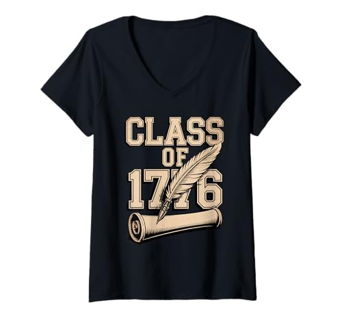 Damen Klassische Klasse von 1776 T-Shirt mit V-Ausschnitt Damen Klassische Klasse von 1776 T-Shirt mit V-Ausschnitt von 4th of July Freedom with Historic School Pride