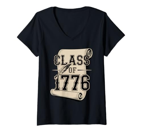 Damen Patriotischer Unabhängigkeitspreis aus der Gründerzeit — Jahrgang 1776 T-Shirt mit V-Ausschnitt Damen Patriotischer Unabhängigkeitspreis aus der Gründerzeit — Jahrgang 1776 T-Shirt mit V-Ausschnitt von 4th of July Freedom with Historic School Pride