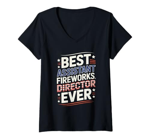 Damen Best Assistant Fireworks Director Ever 4th of Juli T-Shirt mit V-Ausschnitt Damen Best Assistant Fireworks Director Ever 4th of Juli T-Shirt mit V-Ausschnitt von 4th of July Independence Day