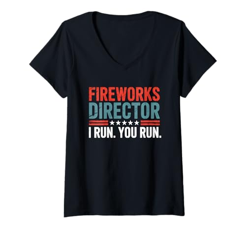 Damen Lustiges Feuerwerk Regisseur Witze 4. Juli T-Shirt mit V-Ausschnitt Damen Lustiges Feuerwerk Regisseur Witze 4. Juli T-Shirt mit V-Ausschnitt von 4th of July Independence Day