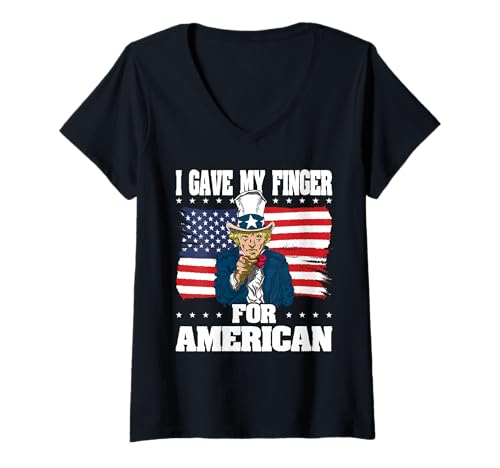 Damen I Gave My Finger for American 4. Juli T-Shirt mit V-Ausschnitt Damen I Gave My Finger for American 4. Juli T-Shirt mit V-Ausschnitt von 4th of July Patriotic America Independence Day Gif