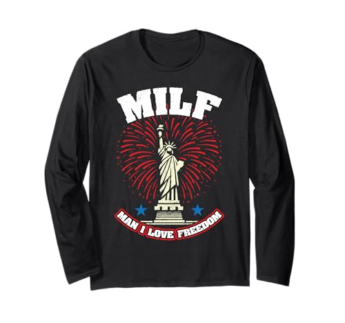 4th of July Man I Love Freedom Langarmshirt 4th of July Man I Love Freedom Langarmshirt von 4th of July Patriotic America Independence Day