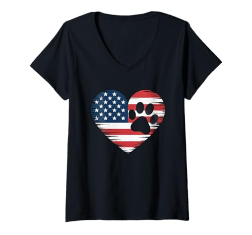 Damen Unabhängigkeitstag für Tierliebhaber, Hunde- und Katzenbesitzer, 4. Juli T-Shirt mit V-Ausschnitt Damen Unabhängigkeitstag für Tierliebhaber, Hunde- und Katzenbesitzer, 4. Juli T-Shirt mit V-Ausschnitt von 4th of July Patriotic Dad Humor